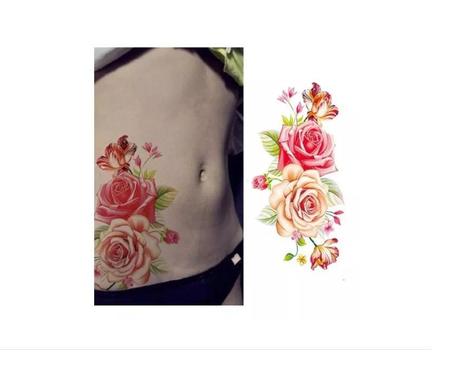 Imagem de Tatuagem Temporária Delicada Com 20 Cm Flor Floral