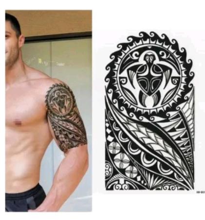 Imagem de Tatuagem Temporária Maori Tribal Masculino - 10x20cm
