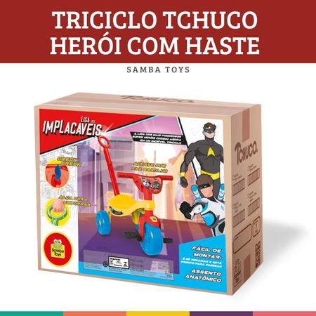 Triciclo Motoca Infantil super heróis com haste Samba toys - Rede