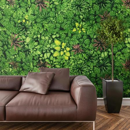 Imagem de Tecido Decoração Papel de Parede Folhagem Suculenta Jardim Vertical