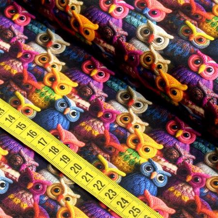Tecido Estampado Para Patchwork - Floresta em Crochê : Corujas (0,50x1,40) - Fabricart Imagem de Tecido Estampado Para Patchwork - Floresta em Crochê : Corujas (0,50x1,40)
