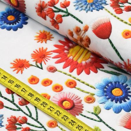 Tecido Estampado Para Patchwork - Primavera 3D Digital : Floral e Faixas (0,50x1,40) - Fernando Maluhy Imagem de Tecido Estampado Para Patchwork - Primavera 3D Digital : Floral e Faixas (0,50x1,40)