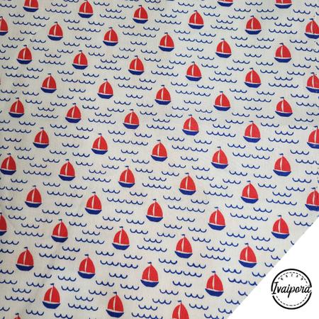 Imagem de Tecido Tricoline Estampado Marinheiro - Barco - 50x150cm