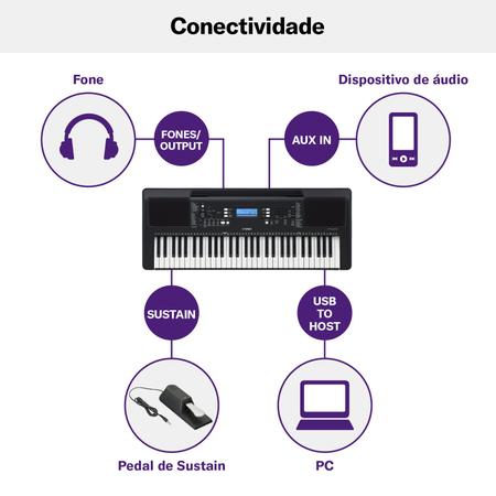 Yamaha Teclado Arranjador PSR-E373 (61 Teclas Sensitivas/Fonte