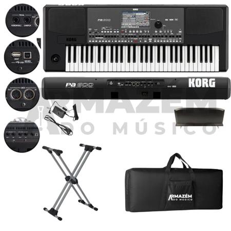 Imagem de Teclado Arranjador Korg Pa600 61 Teclas MIDI USB + Suporte SI99D + Capa Luxo