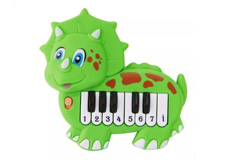 Imagem de Teclado Baby Dinossauro Brinquedo Som Musica Diversão Cores 