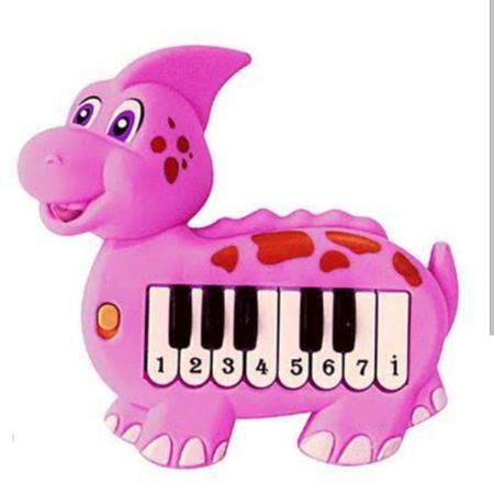 Imagem de Teclado Baby Dinossauro Brinquedo Som Musica Diversão Cores 