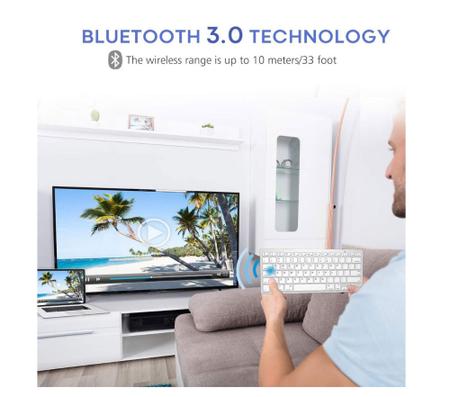 Imagem de Teclado Bluetooth Sem Fio Smar tv Celular Tablet pc Notebook Ergonomico Android IOS WB -8022 BRANCO