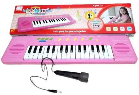 Teclado Infantil Rosa Piano de Brinquedo Vários Sons -Center - My