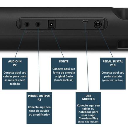 Teclado Casio CTS300C2 Portátil 61Teclas Casiotone Preto - Casa da