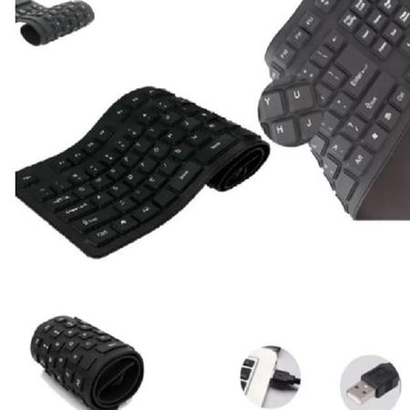 Imagem de Teclado Com Fio Dobrável Emborrachado Usb Notebook Pc Tablet