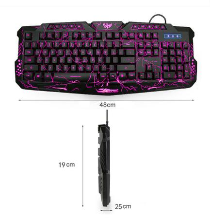 Imagem de Teclado Competição Jogos Gamer Luz 3 Cores LED Mecânico USB