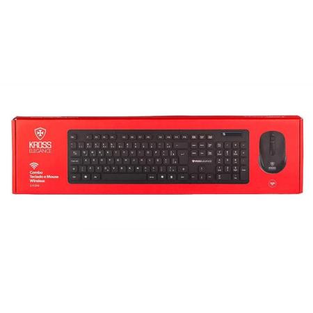 Imagem de Teclado e Mouse Sem Fio Kross Wireless, USB, ABNT2, Preto - KE-KM558V1 - Kross Elegance