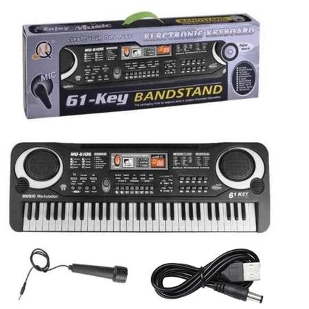 Queenser 61 teclas de música digital teclado eletrônico infantil piano  elétrico multifuncional para estudante de piano com função de microfone