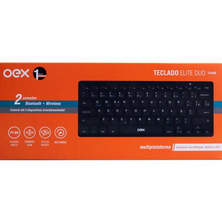 Teclado Elite Duo Bluetooth E Wireless Oex Preto Tc508 Imagem de Teclado Elite Duo Bluetooth E Wireless Oex Preto Tc508