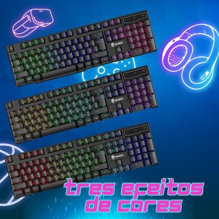 Imagem de Teclado Evolut Halke Membrana Teclas Altas Raimbow 3 Efeitos