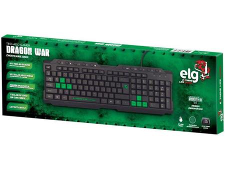 Imagem de Teclado Gamer ELG Dragon War USB ABNT2 - Preto