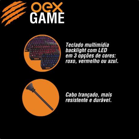 Imagem de Teclado Gamer Fusion Led 3 Cores ABNT2 OEX Game TC204 Preto