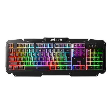 Imagem de Teclado Gamer Metal Qwerty Abnt Luz Iluminação Rgb Exbom BK-G200