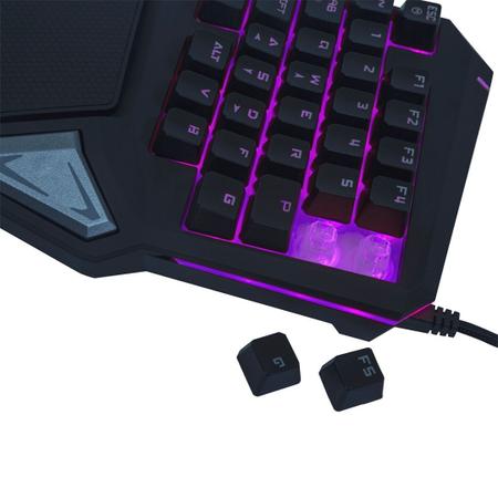 Imagem de Teclado Gamer One Hand Uma Mão Drugi Semi Mecânico com Luz de Led Preto Warrior TC238