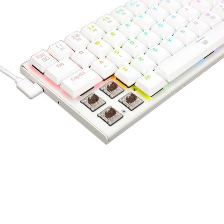 Imagem de Teclado Gamer Redragon Anivia Lunar White Rgb Switch Marrom