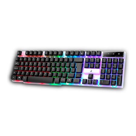 Imagem de Teclado Gamer Rise Mode G1, RGB Rainbow, USB, Preto e Branco - RM-TG-01-BW