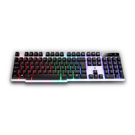 Imagem de Teclado Gamer Rise Mode G1, RGB Rainbow, USB, Preto e Branco - RM-TG-01-BW