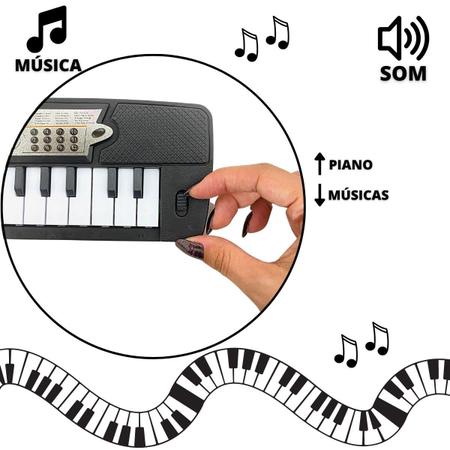 Teclado Infantil Brinquedo Musical Piano P/ Bebês Órgão Som Cor Preto