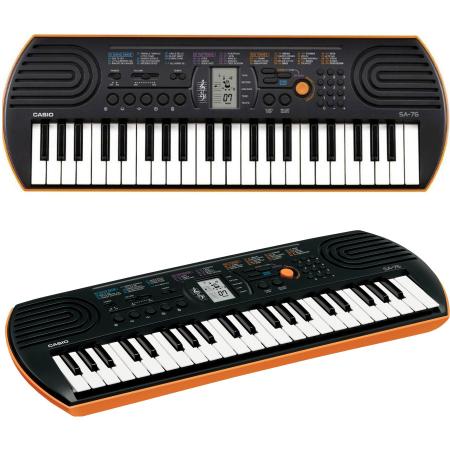 Teclado Infantil Casio SA-76 Preto/Laranja Com Fonte SA76 - Citron