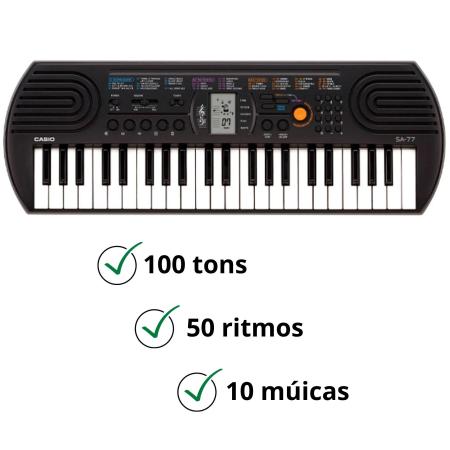 Teclado Musical Infantil Mini 44 Teclas Casio Cinza SA-77 : :  Instrumentos Musicais