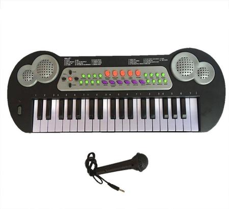 TECLADO INFANTIL PIANO COM MICROFONE KARAOKE 37 TECLAS MUSICAL EDUCATIVO  ESTILO PROFISSIONAL