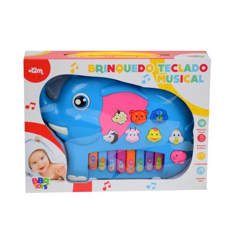 Brinquedo Pianinho Musical para Bebês Piano Infantil com Som e Luzes  Elefante Azul