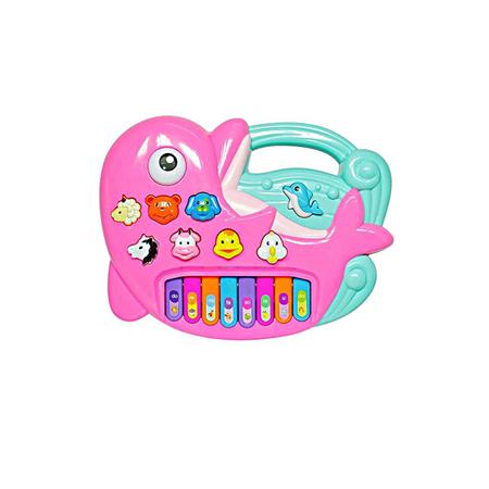 Piano Teclado Musical Golfinho Infantil Som Eletrônicos( Rosa) no