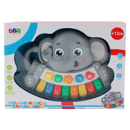 Teclado Infantil Didatico Educativo Para Bebe 1 Ano Golfinho Azul Luzes E  Som Bbr