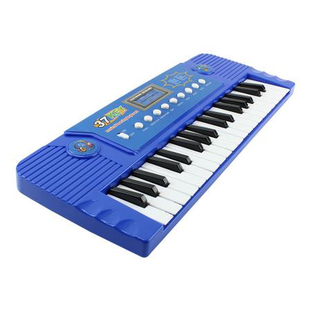 PIANO INFANTIL ELETRÔNICO C/ MICROFONE E EFEITOS DE DJ (AZUL)