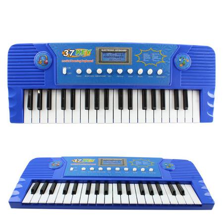 PIANO INFANTIL ELETRÔNICO C/ MICROFONE E EFEITOS DE DJ (AZUL)