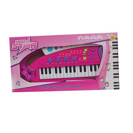 Teclado Brinquedo Infantil Menina Rosa Multi Funções Bbr Toy