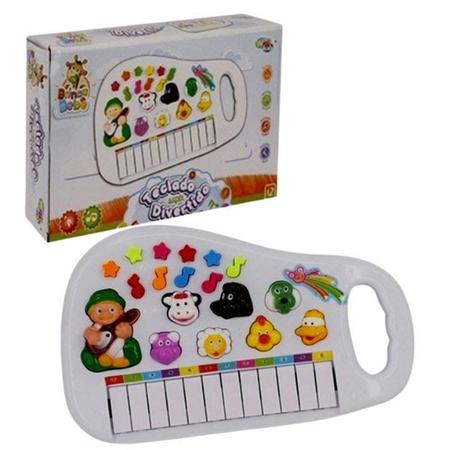 Teclado Musical Animais Fazendinha 7 Sons Educativos Infantil Bebe