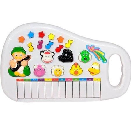 Teclado Infantil Fazendinha Branco Sons Animais Bebês Piano