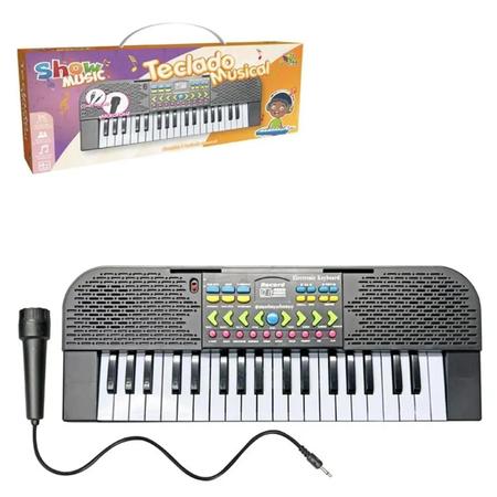 Imagem de Teclado Infantil Musical 37 teclas c/microfone Show Music preto ArtBrink