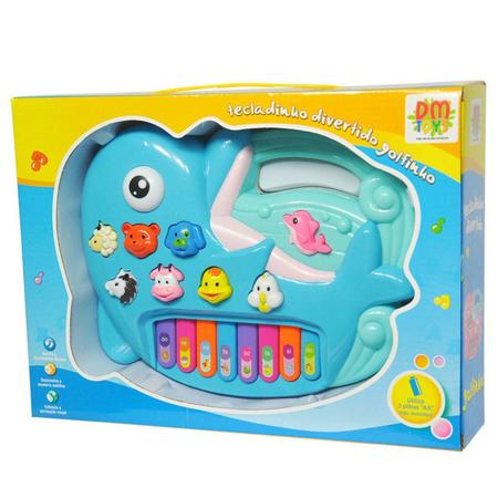 Teclado Infantil Musical De Brinquedo Golfinho Azul - DmToys