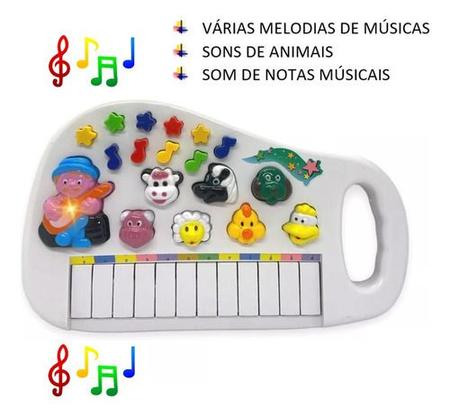 Teclado Músicas Sons Animais Fazenda Piano Educativo 4 Pilha