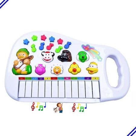 Teclado Músicas Sons Animais Fazenda Piano Educativo 4 Pilha