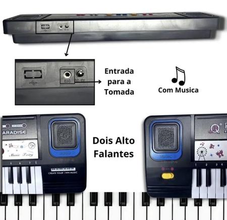 Imagem de Teclado Infantil Musical Eletrônico com Microfone e Fonte Bivolt 37 Teclas