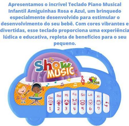 Piano Teclado Brinquedo Infantil Microfone Educativo Musical Cor Rosa