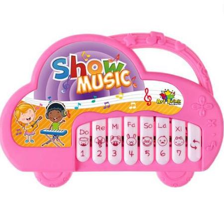 Teclado Infantil Musical Piano Dinossauro Brinquedo Bebê Didático Rosa