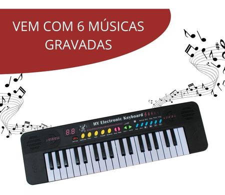 Teclado Infantil Musical Piano Brinquedo Iniciante 37 Teclas Com