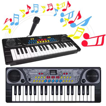 Brinquedo Musical Teclado Infantil Piano 37 Teclas Microfone no