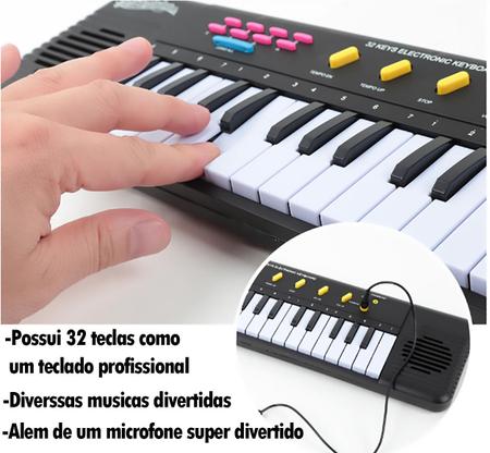 TECLADO INFANTIL PIANO BRINQUEDO MUSICAL COM KARAOKE E MICROFONE PARA  CRIANÇAS