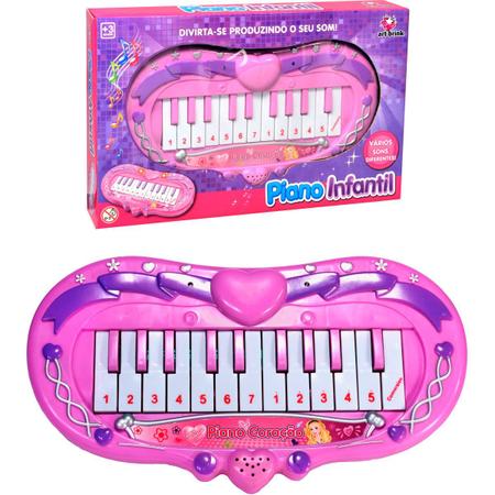 Teclado Infantil Piano Coracao Rosa 16CM em Promoção na